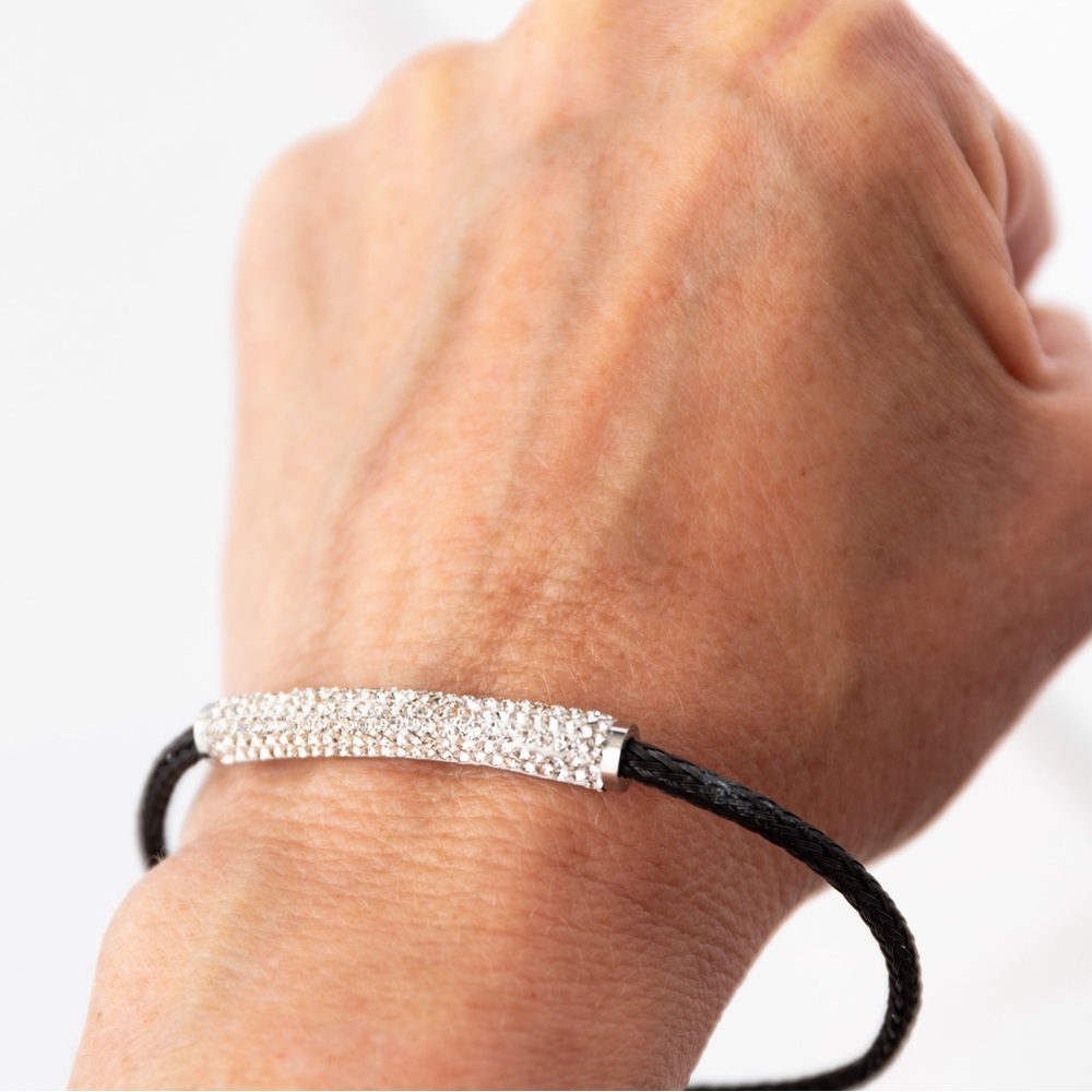 Cable bracelet cord bracelet with crystals size L by Steel by Design